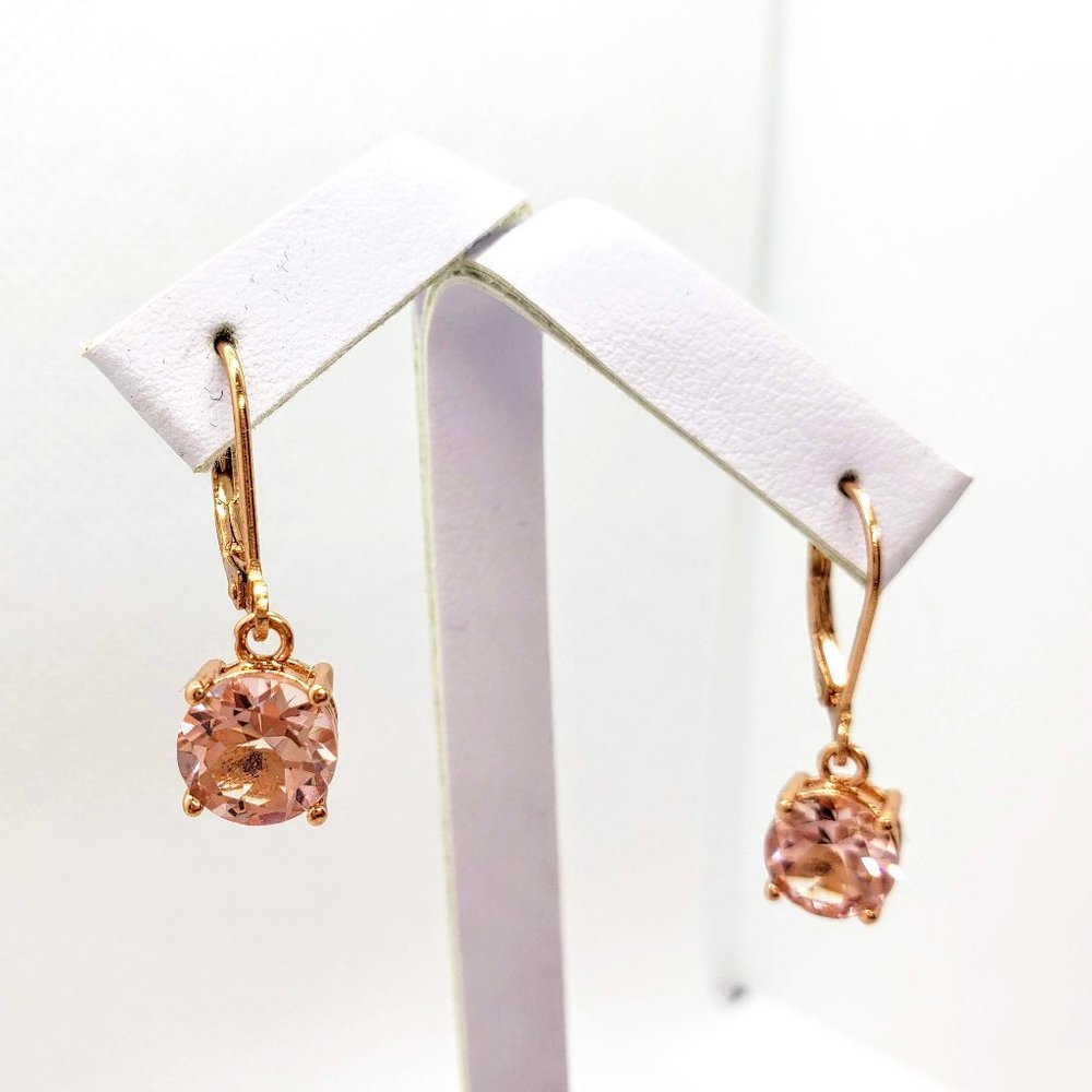 Morganite Round Rose Gold European Drop Earrings